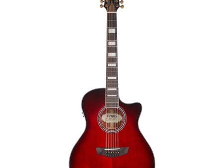 D Angelico Fulton Grand Auditorium 12-String CE, Trans Black Cherry Burst Online Hot Sale