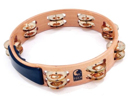 Toca Acacia Wood Tambourine, Percussion Instrument for Performance and Recording, Double Row, 10  For Sale