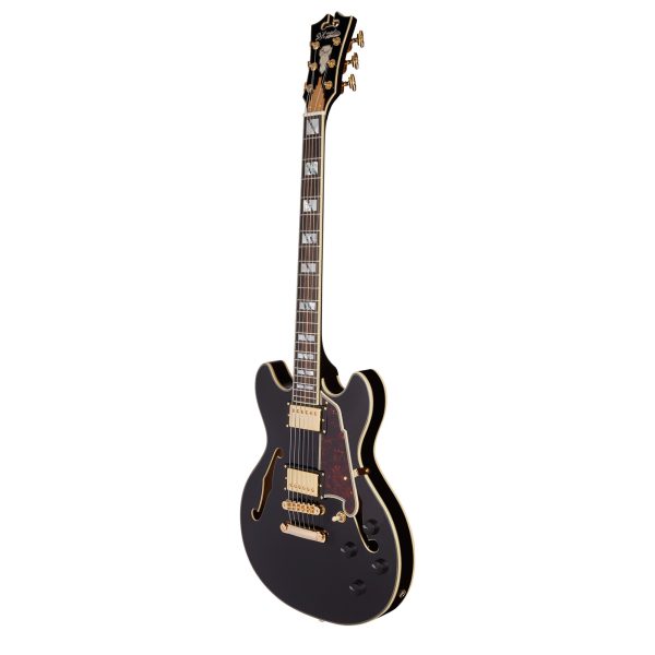 D Angelico Excel Mini Double Cutaway with Stop-Bar Tailpiece, Black For Sale