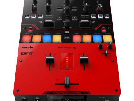 Pioneer DJ DJM-S5 Scratch-Style 2-Channel DJ Mixer for Serato DJ Pro, Professional Audio Equipment Interface Switcher - Gloss Red Fashion