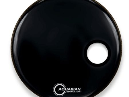 Aquarian RSM18BK 18  Regulator Resonant Black Bass Drum Head with Port Hole Online Hot Sale