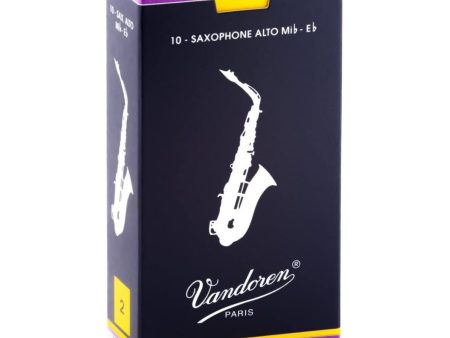 Vandoren Alto Saxophone Traditional Reeds Strength #2; Box of 10 Supply