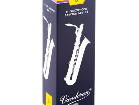 Vandoren Baritone Saxophone Traditional Reeds Strength #3; Box of 5 Online Sale