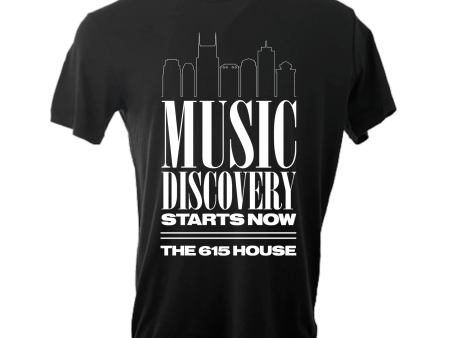 THE 615 HOUSE - Music Discovery Skyline T-Shirt: Solid Black Online now