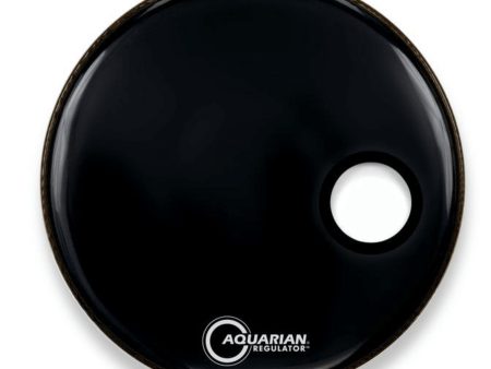 Aquarian RSM18BKT 18  Regulator Resonant Black Bass Drum Head with Port Hole and Tom Hoop For Sale