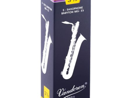 Vandoren Baritone Saxophone Traditional Reeds Strength #3.5; Box of 5 For Sale