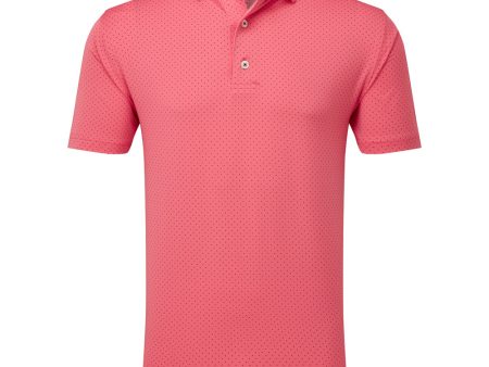 FootJoy Stretch Lisle Dot Print Polo Shirt - Coral Red Navy Fashion