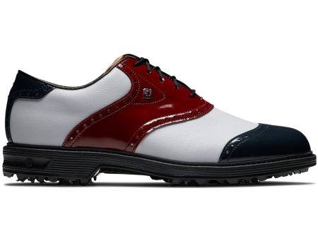 FootJoy Premiere Series Wilcox Spiked Waterproof Shoes - White Navy Wine For Discount