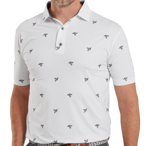 FootJoy Thistle Print Lisle Polo Shirt - White Online