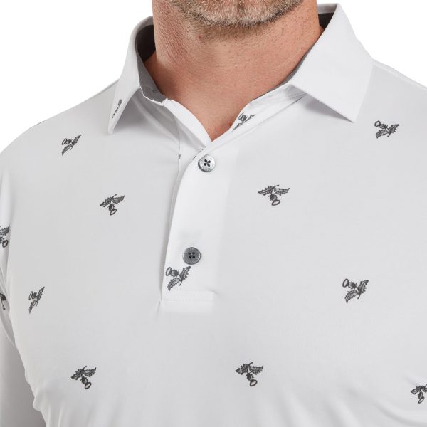 FootJoy Thistle Print Lisle Polo Shirt - White Online