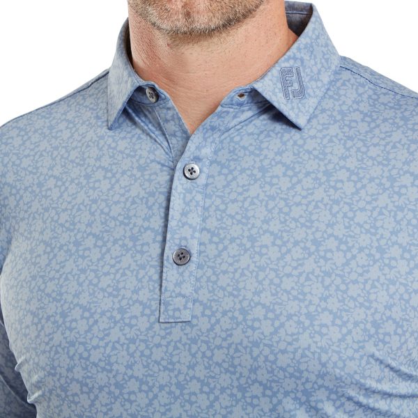 FootJoy Painted Floral Lisle Polo Shirt - Storm Hot on Sale