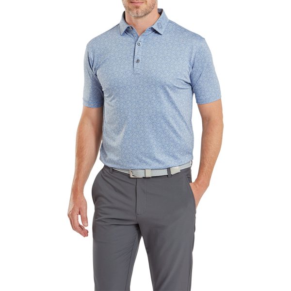 FootJoy Painted Floral Lisle Polo Shirt - Storm Hot on Sale