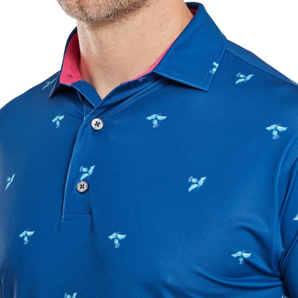 FootJoy Thistle Print Lisle Polo Shirt - Deep Blue Online now