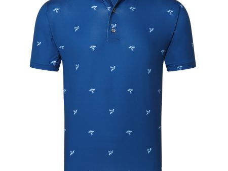 FootJoy Thistle Print Lisle Polo Shirt - Deep Blue Online now