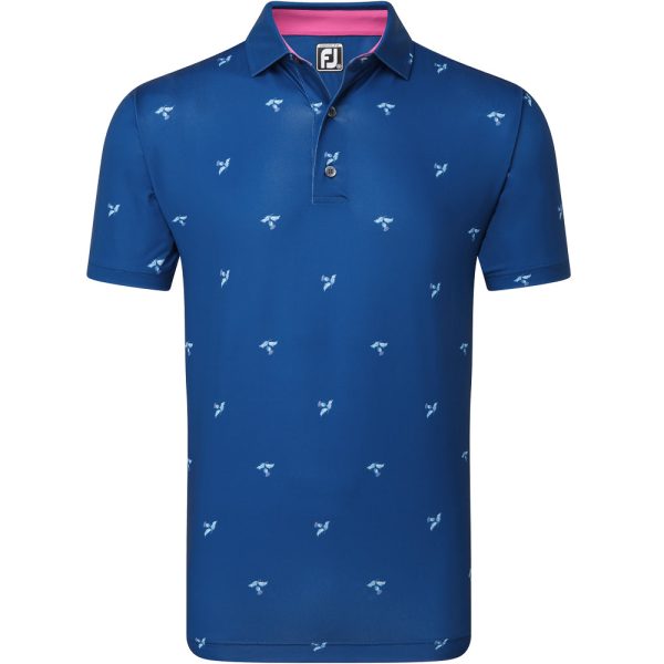 FootJoy Thistle Print Lisle Polo Shirt - Deep Blue Online now