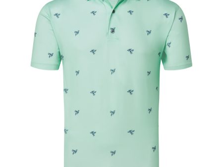 FootJoy Thistle Print Lisle Polo Shirt - Sea Glass Online