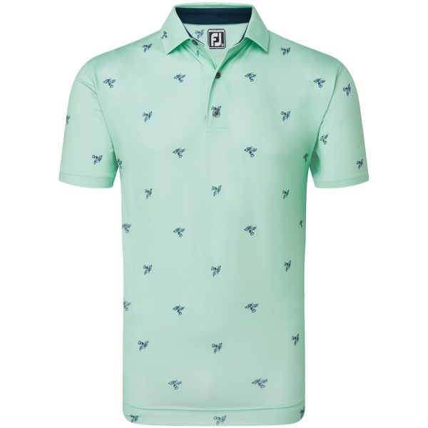 FootJoy Thistle Print Lisle Polo Shirt - Sea Glass Online