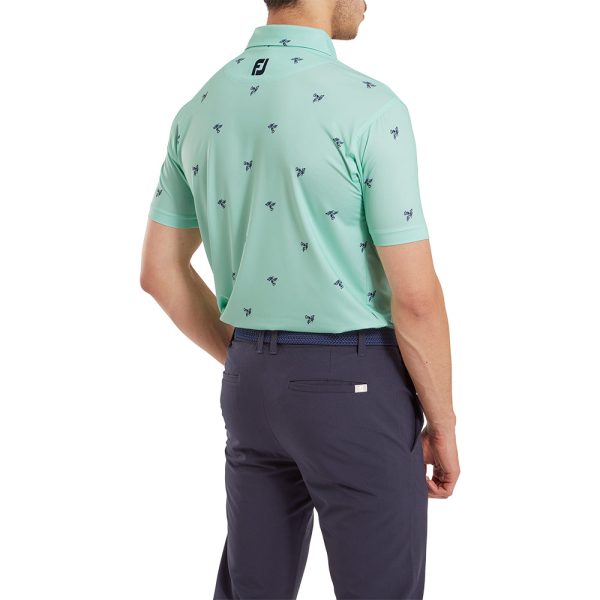 FootJoy Thistle Print Lisle Polo Shirt - Sea Glass Online