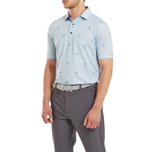 FootJoy Thistle Print Lisle Polo Shirt - Mist Online Sale