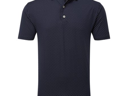 FootJoy Stretch Lisle Dot Print Polo Shirt - Navy White Cheap