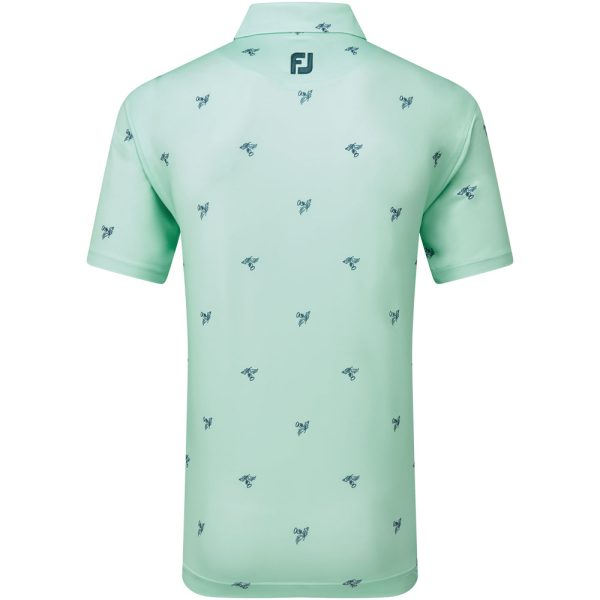 FootJoy Thistle Print Lisle Polo Shirt - Sea Glass Online