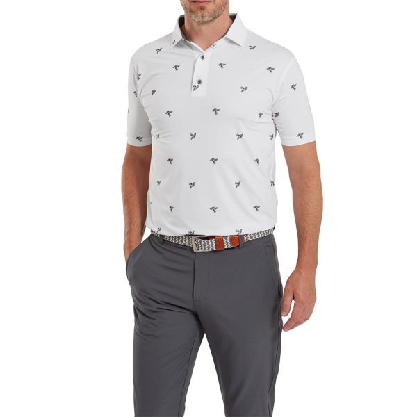 FootJoy Thistle Print Lisle Polo Shirt - White Online