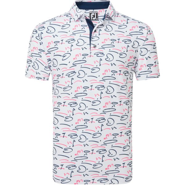 FootJoy Golf Course Doodle Print Polo Shirt - White Fashion