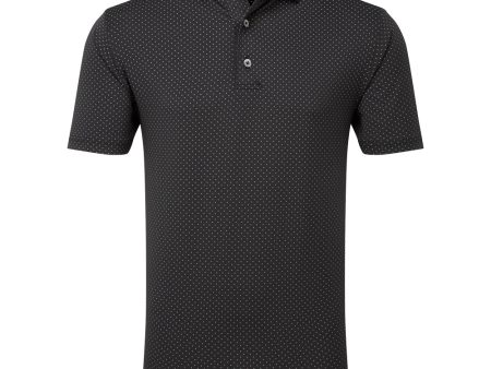 FootJoy Stretch Lisle Dot Print Polo Shirt - Black Grey For Discount